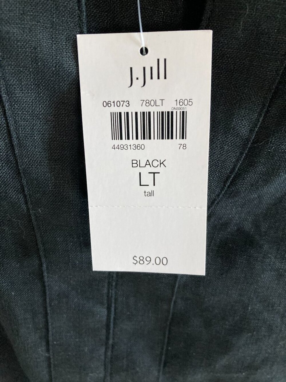 J. Jill linen sleeveless notch neck dress, black, new with tags, large tall - Picture 3 of 3